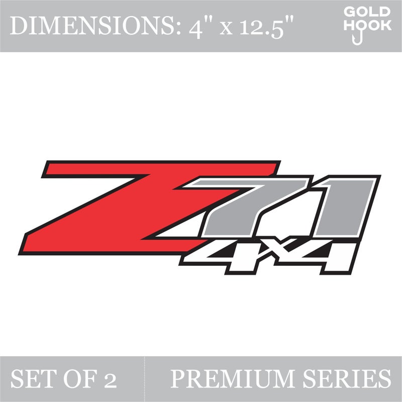 GOLD HOOK Chevy Silverado Z71 4x4 Decals Stickers (Dimensions 12.5"" x 4"") - F (2007-2013) Bed Side 1500 2500 HD (Set of 2) (Gloss (Premium Series)) - Image 2